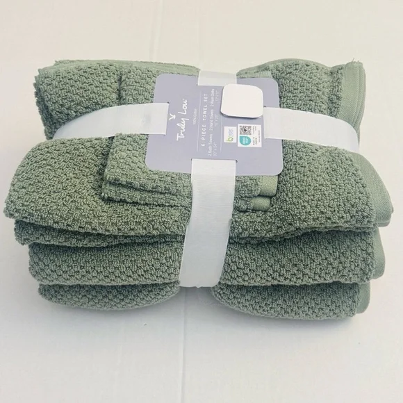6pc TRULY LOU 100% Cotton Bath Towel Set - OILGRN - Picture 5 of 5